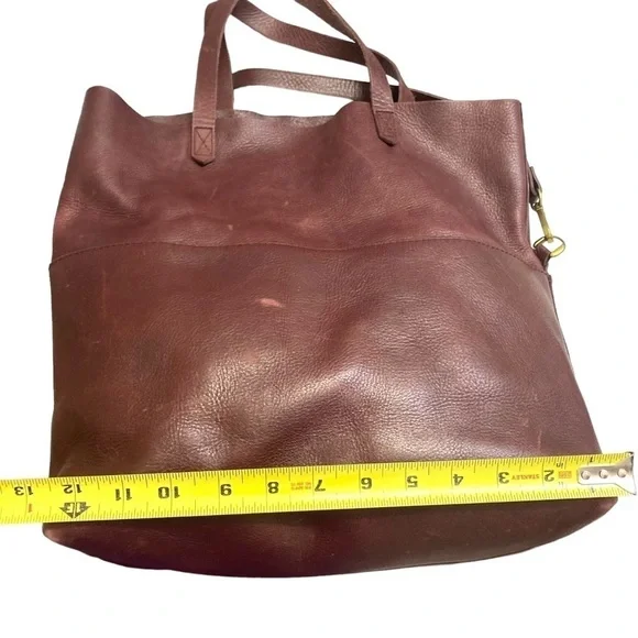 Madewell burgandy leather tote foldover messenger crossbody bag - Picture 7 of 13